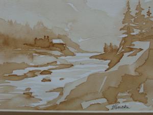 Coffee painting landscape